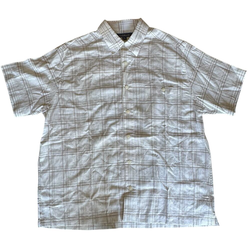 Mens Button Down Shirt Size XL Linen Summer Classic Office Business Casual Dad